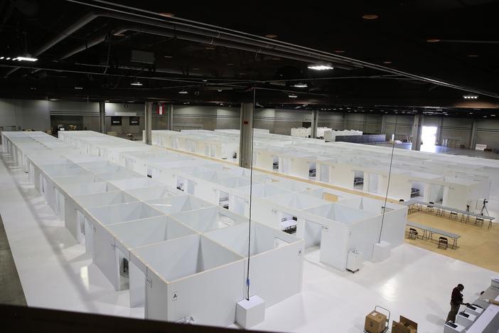 A 200-bed hospital constructed in part of the Georgia World Congress Center in Atlanta is complete.