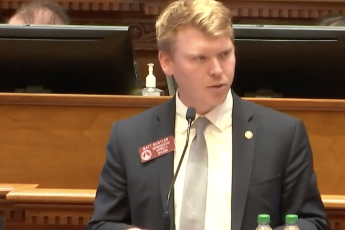 State Rep. Matt Gurtler on the floor of the Georgia House during the debate over the budget.