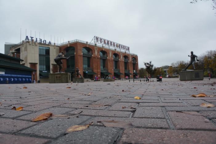 The front plaza of Turner Field. Nobody knows what will happen with the stadium once the Atlanta Braves leave in 2016. 
