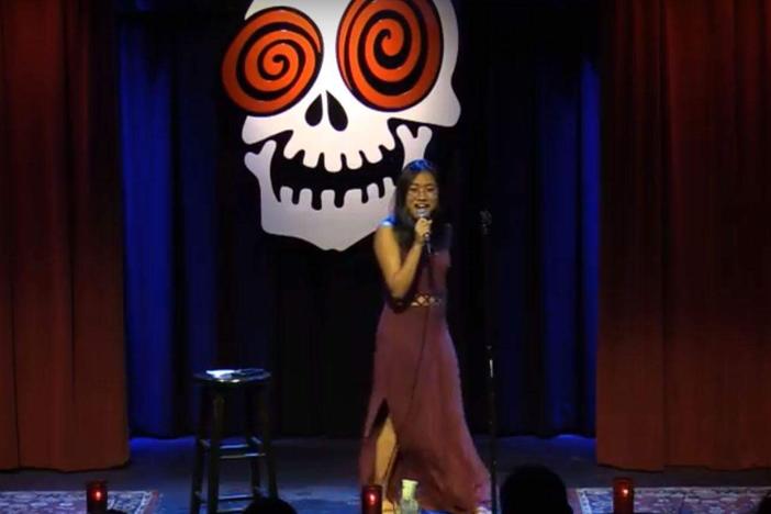 On Second Thought intern Monique Bandong performs stand-up comedy at the Laughing Skull in Atlanta.