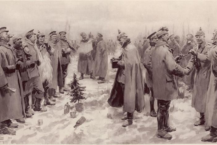 An illustration of the 1914 Christmas Truce from The Illustrated London News.