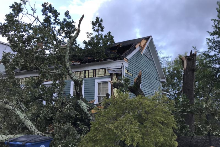 Trees damaged homes in Macon as Hurricane Michael blew through.