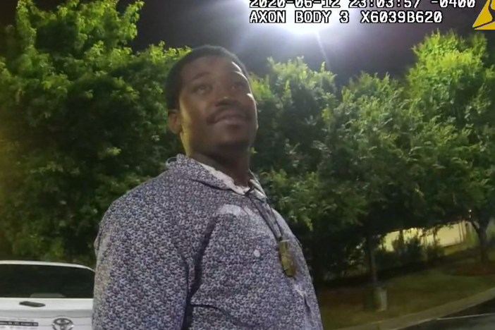 Police body camera captures 27-year-old Rayshard Brooks in parking lot of Wendy's in Atlanta.