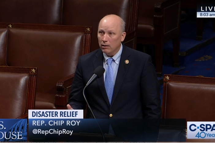 Texas GOP Rep. Chip Roy objected to speeding the measure through a nearly empty chamber and complained that it does not contain any of President Donald Trump's $4.5 billion request for border wall funding.