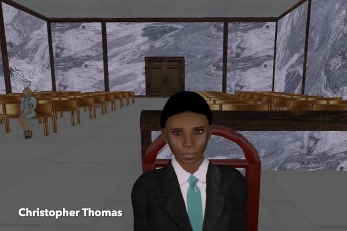 A virtual depiction of Christopher Thomas, who was 15 years old when he was sentenced to 40 years in prison for his involvement in a non-lethal shooting.