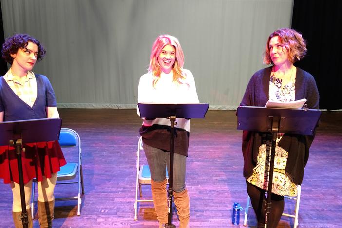 Performers from the Atlanta cast of "The Taming" do a reading at the 7 Stages Theatre. This show is being staged across the country as an alternative to going to Washington, DC for the inauguration.