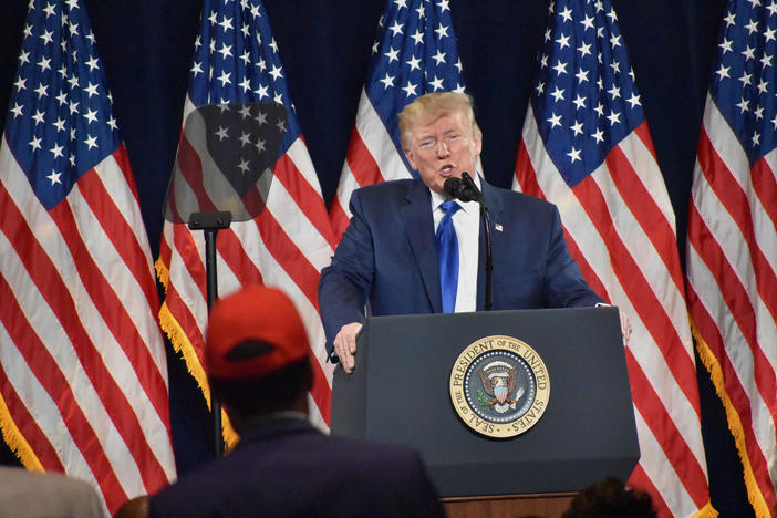 President Donald J. Trump speaks at the "Black Voices For Trump" coalition launch in Atlanta on Nov. 8, 2019.