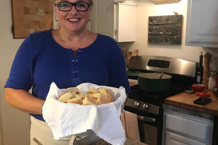 For our series "Main Ingredient," Chef Virginia Willis made pear mostarda and black pepper cream cheese biscuits.