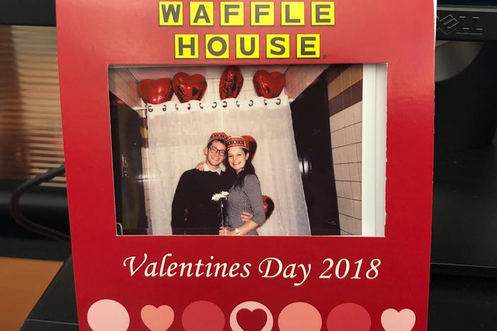 On Second Thought intern Emily Bunker with her boyfriend, Will Twait, during their date at Waffle House.