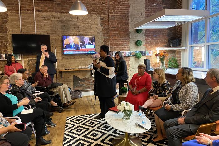 Former gubernatorial nominee and founder of voting rights group Fair Fight Stacey Abrams kicks off a panel discussion on voter suppression.