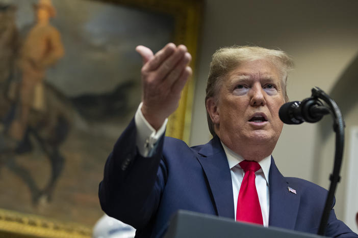 President Trump proposes changes to the National Environmental Policy Act at the White House in January. The final rules aims to speed approval of pipelines and other infrastructure.