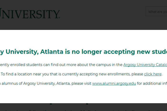 Argosy University's Atlanta campus may close Friday after the university lost federal funding Feb. 27.