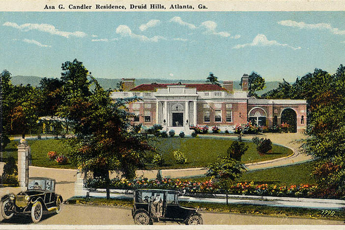 Postcard showing Coca-Cola founder Asa Candler's house in Druid Hills