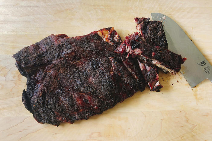 Image of barbecue pork ribs in Amaagansett, N.Y.