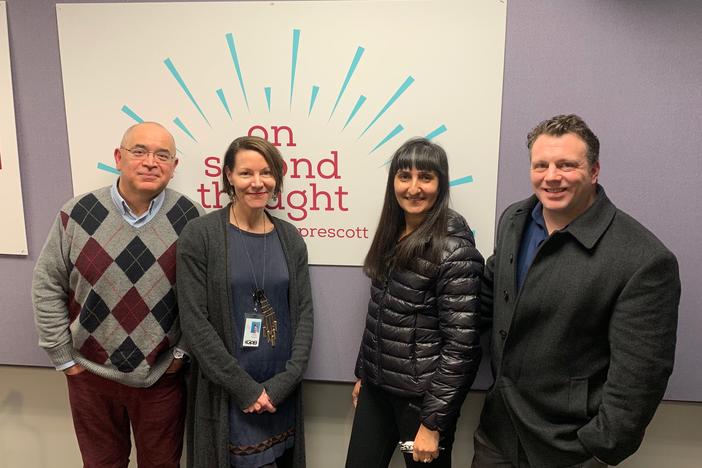 Breakroom guest Hector Fernandez (left) joined "On Second Thought" host Virginia Prescott along with Anjali Enjeti and Greg Williams (right). Amanda Hollowell joined on the line from GPB Savannah.