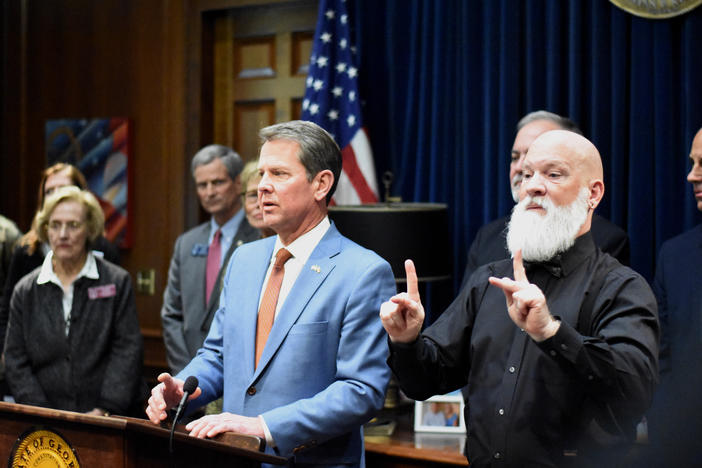 Gov. Brian Kemp gives a briefing on the state's COVID-19 response.