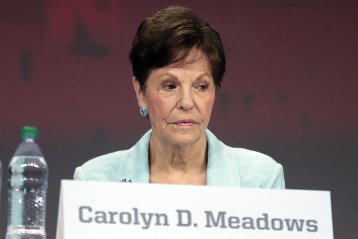 Carolyn Meadows at the National Rifle Association's annual meeting of members in Indianapolis. Meadows was elected president of the NRA during a board meeting Monday, April 29, 2019. 