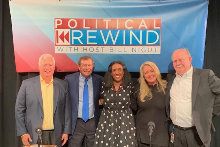 Political Rewind Town Hall in Cartersville, June 3, 2019. (L to R): Kevin Riley, Buddy Darden, Andra Gillespie, Julianne Thompson, Jim Galloway.