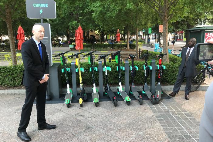 On Monday, Charge unveiled the first scooter charging station in the country in Atlanta