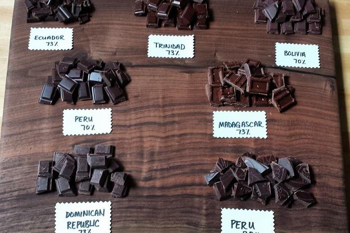 Different types of chocolate offered at Xocolatl.