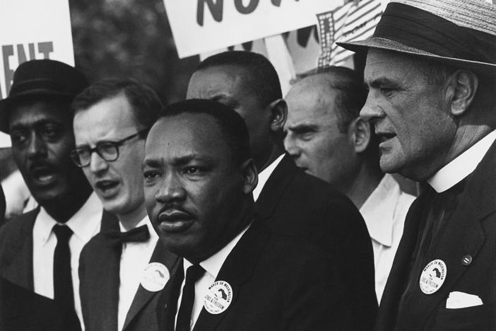 A photo of Martin Luther King Jr., a leader in the American Civil Rights Movement