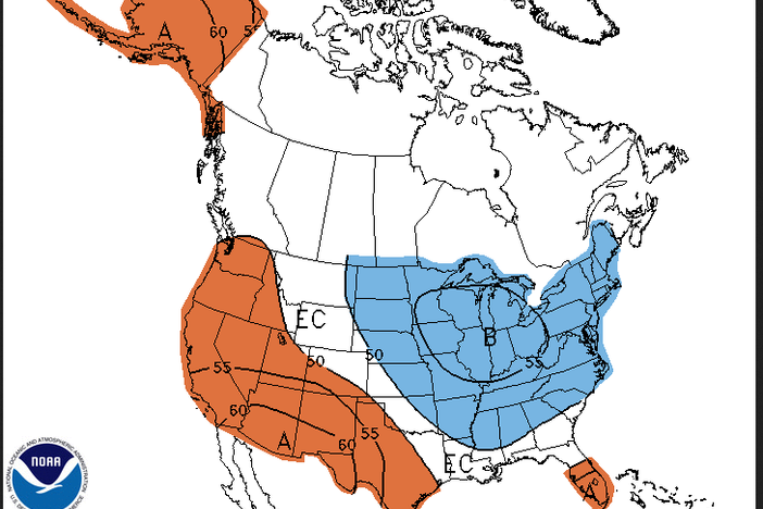 The NOAA Climate Prediction Center projects cooler than average temperatures across Georgia until the beginning of May.