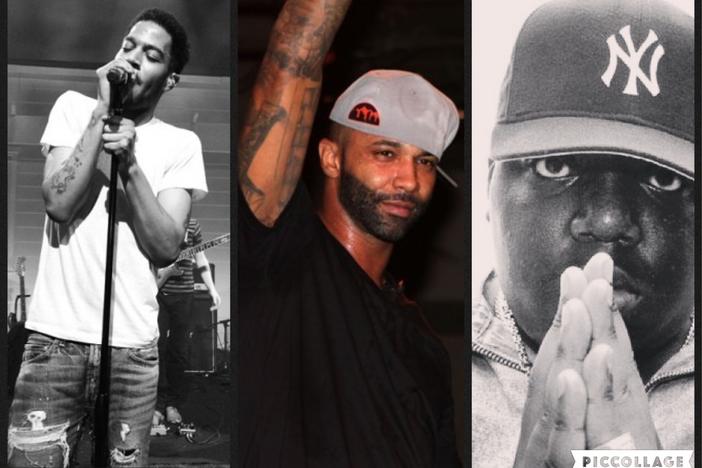 (left to right): Kid Cudi, Joe Budden, Notorious B.I.G.