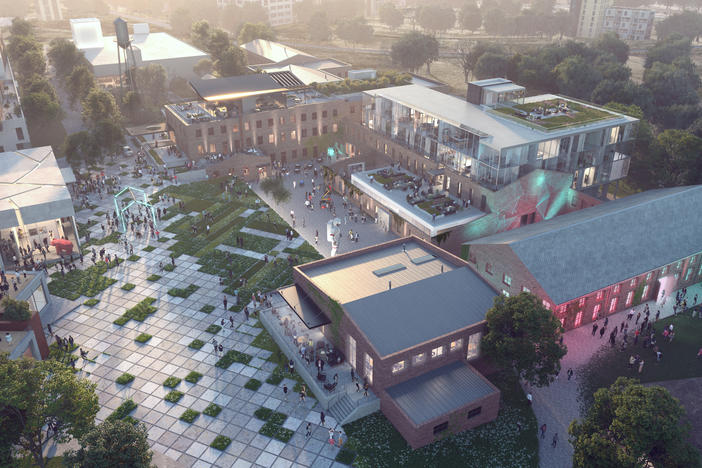 A rendering depicting the future of Atlanta's Goat Farm Arts Center.