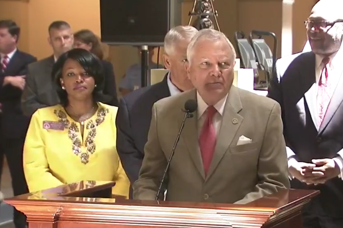 Gov. Nathan Deal on Tuesday announced at the state capitol $100 million bonds for bus rapid transit along Ga. 400.