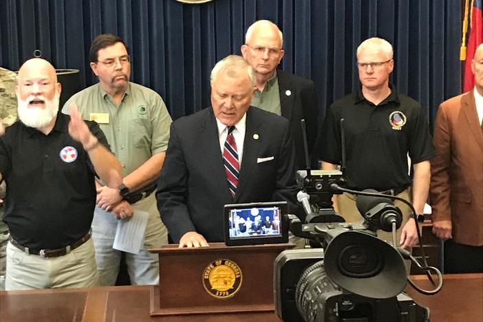 Gov. Deal speaks at the State Capitol about efforts for hurricane cleanup.