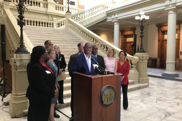 Sen. Enmanuel Jones voices his displeasure after Gov. Brian Kemp vetoes Senate Bill 53. The bill would've protected DeKalb County schools from annexation.