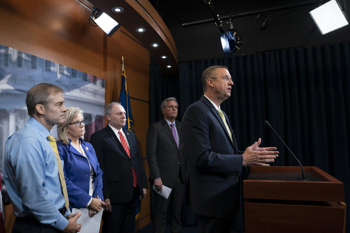 Rep. Doug Collins criticizes House Speaker Nancy Pelosi and the Democrats for launching a formal impeachment inquiry against President Donald Trump, at the Capitol in Washington, Wednesday, Sept. 25, 2019.