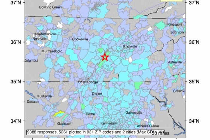 Tremors from Wednesday's earthquake near Decatur, Tennessee, could be felt as far south as Lagrange, Georgia.