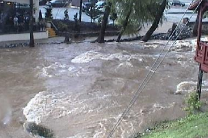 A screenshot of the live webcam video at Chattahoochee River at Helen taken about 6:15 p.m. Thursday