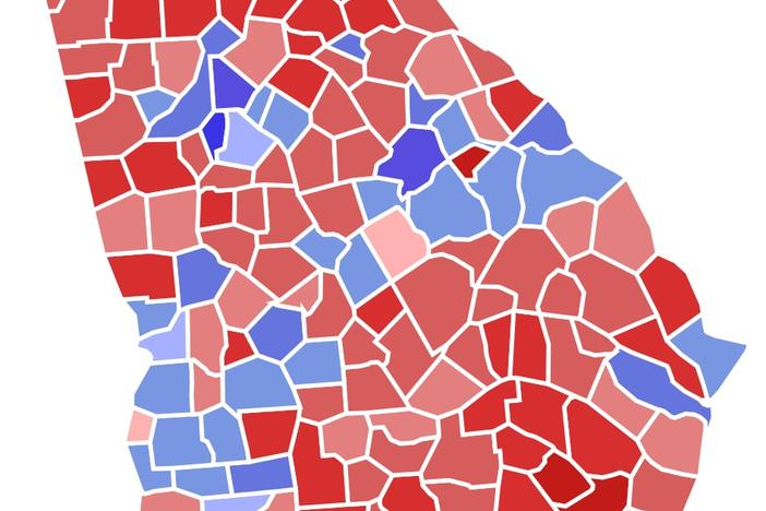 A map of Georgia's Senate districts. 