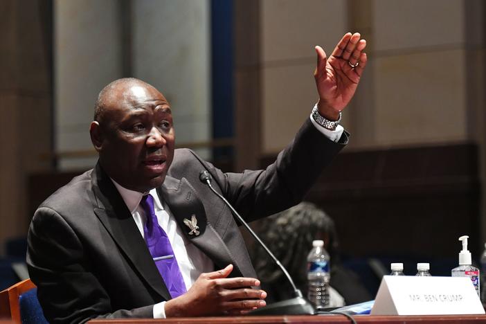 Civil rights attorney Benjamin Crump, shown testifying at a June 10 House Judiciary Committee hearing prompted by the death of George Floyd, announced he has filed a civil lawsuit against "the City of Minneapolis and police officers" on behalf of Floyd's family.