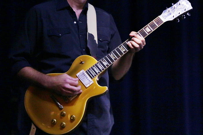 Duane Allman's 1957 Gold Top Les Paul before a concert at the Macon City Auditorium in 2016. 