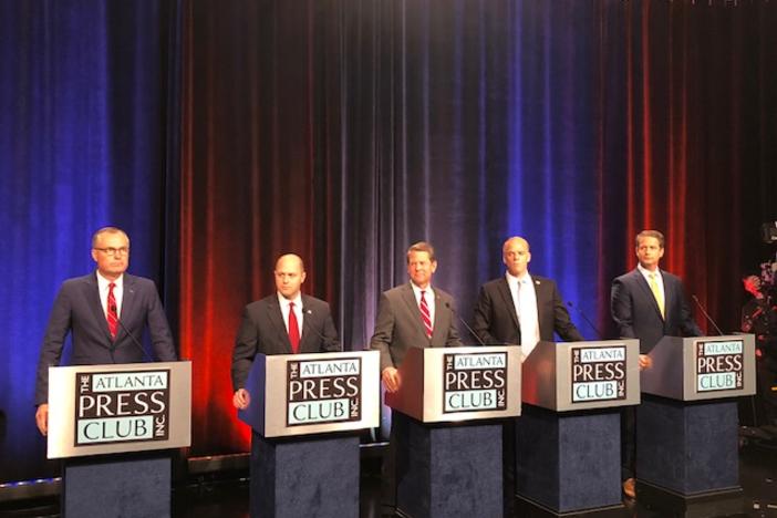 Georgia Republican candidates for governor, from left to right: Casey Cagle, Hunter Hill, Brian Kemp, Clay Tippins and Michael Williams.