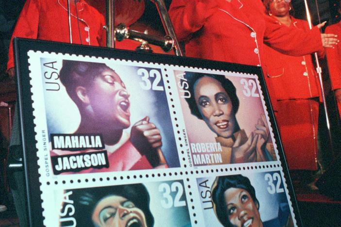 The Beamon Singers Gospel Choir at the presentation of the U.S. Postal Service's newest stamps depicting four of gospel's most innovative singers.