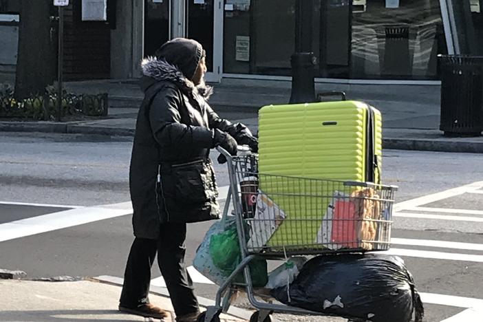 A person experiencing homelessness in Atlanta.