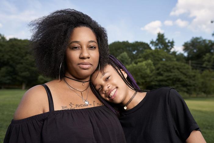 GSU Doctoral student and single mother India Jackson pictured with daughter, Jewel.