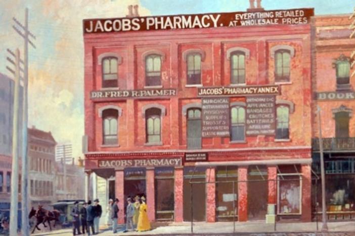 Jacobs' Pharmacy in Atlanta, where Coca-Cola was first served as a fountain drink, circa 1900.