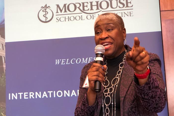 Janice McKenzie-Crayton speaks at an International Women's Forum lunch Thursday, Feb. 14, at Morehouse School of Medicine. 