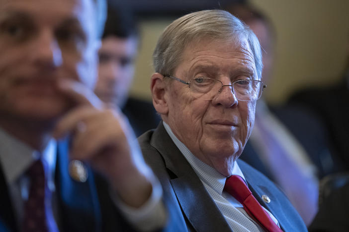 Sen. Johnny Isakson, R-Ga. on Capitol Hill in Washington, Thursday, Feb. 14, 2019.
