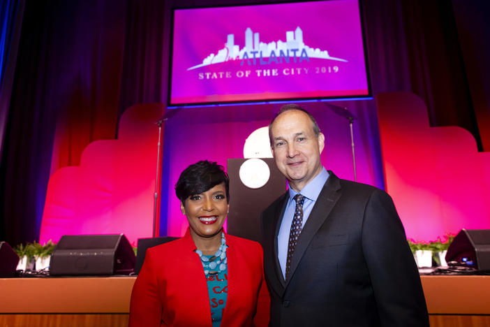 Atlanta mayor Keisha Lance Bottoms and Jim Dinkins, president of Coca-Cola North America at the State of the City Breakfast Thursday, March 14, 2019 in Atlanta.