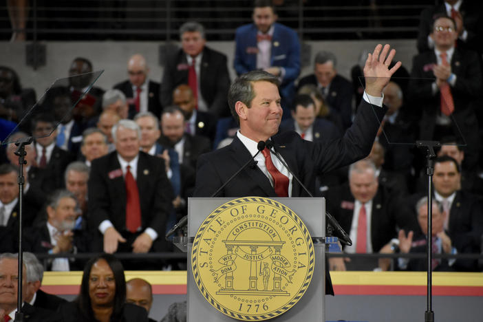 Gov. Brian Kemp seen during his inauguration. Kemp gives his second State of the State address Thursday Jan. 16, 2020.