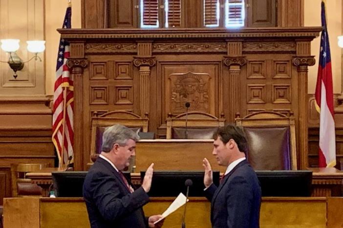 James Burchett (R-Waycross) was sworn into House seat 176 Monday morning before work in the chamber got underway.
