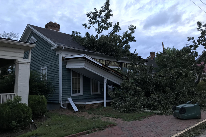 Trees damaged homes in Macon as Hurricane Michael blew through.