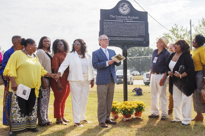 The wraps come off the marker for the "Girls Of The Leesburg Stockade" in Lee County in September.