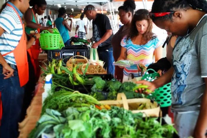 A farmer's market at a MARTA station in Atlanta's West End neighborhood.